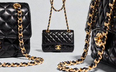 2024年香奈儿经典翻盖口盖包，小羊皮材质，黑色配金色链条