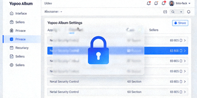A secure lock icon overlaid on a Yupoo album settings panel, symbolizing privacy and security controls for sellers