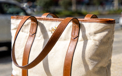 爱马仕Garden Party 36帆布手提包，米色帆布配棕色皮革饰边