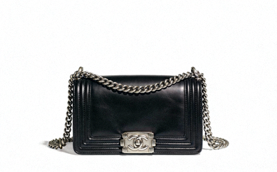 Chanel Boy Bag Old Medium Black Lambskin with ruthenium hardware rectangular handbag