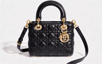 Dior Lady Dior Medium Black Cannage Lambskin with gold charms and handles iconic handbag
