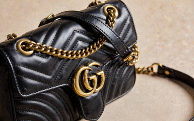 Gucci GG Marmont Matelassé Small Black Leather with double G logo and chain shoulder bag