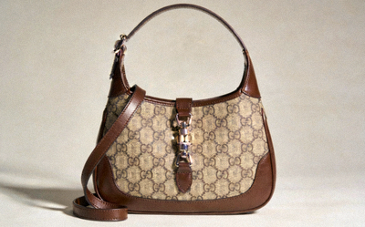 Gucci Jackie 1961 Small Brown GG Canvas with piston closure and adjustable strap hobo bag