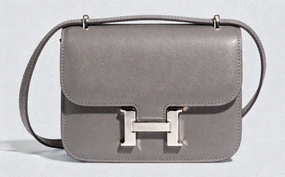 Hermès Constance 18 Etain Grey Epsom Leather with palladium hardware compact crossbody bag