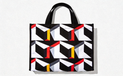 Geometric Design Structured Tote Bag with bold patterns and modern architectural lines
