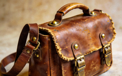 Vintage Brown Distressed Leather Shoulder Bag with buckle details and rustic charm