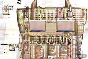 Beige purse organizer insert with multiple pockets to keep handbag contents tidy